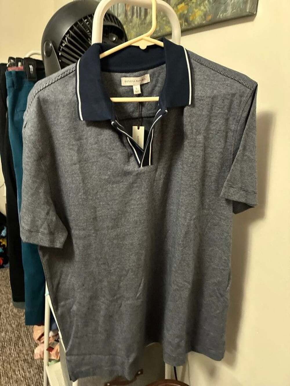 Men’s nwt large banana republic blue polo luxury touch